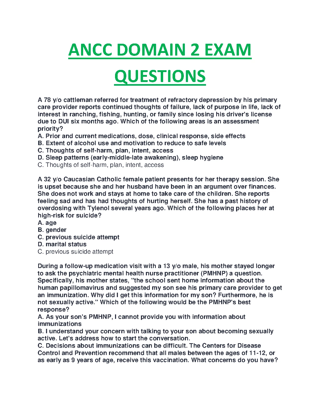 ANCC Domain 2 PMHNP Exam Prep Q&A Pack IMG-1