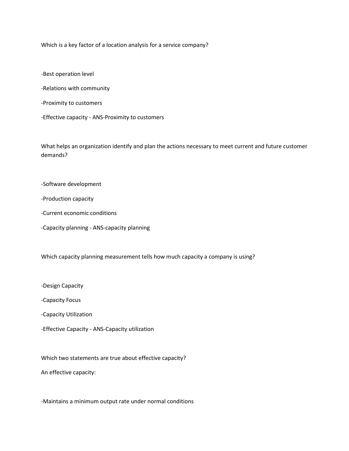WGU C215 Operations Management Q&A 2024 Exam Prep