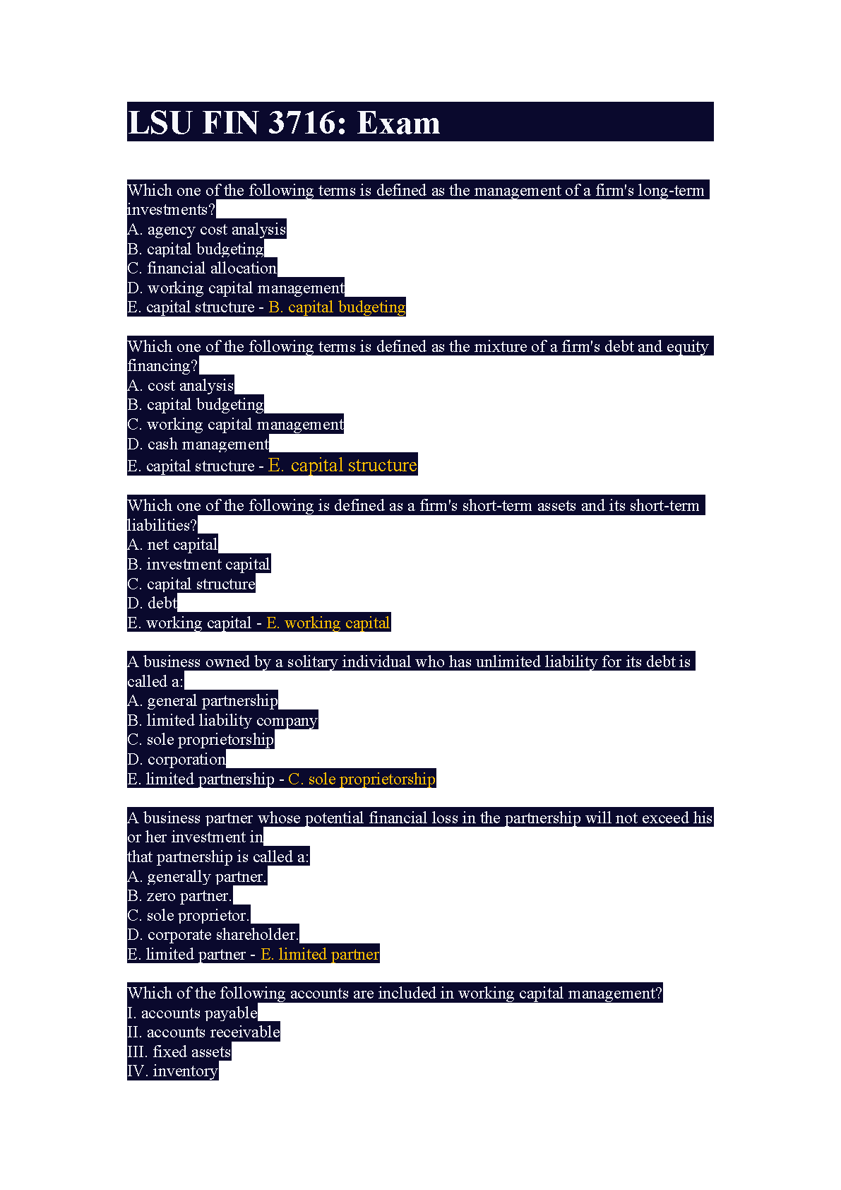 Finance Test Bank 2026: Capital Budgeting & Structures