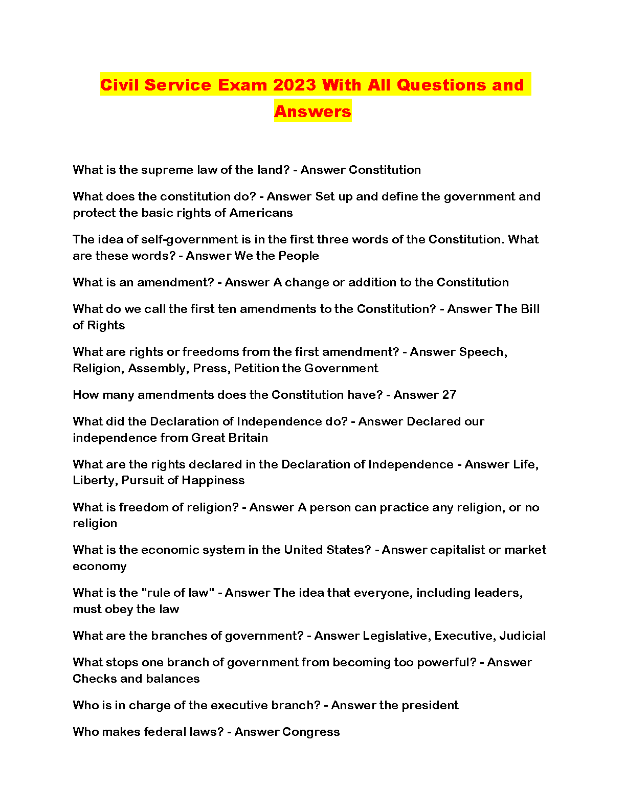 U.S. Civics Civil Service Exam Prep 2027 IMG-1