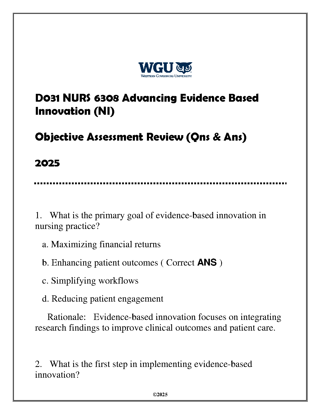 WGU NURS 6308 Exam Review Qs & As 2025 IMG-1