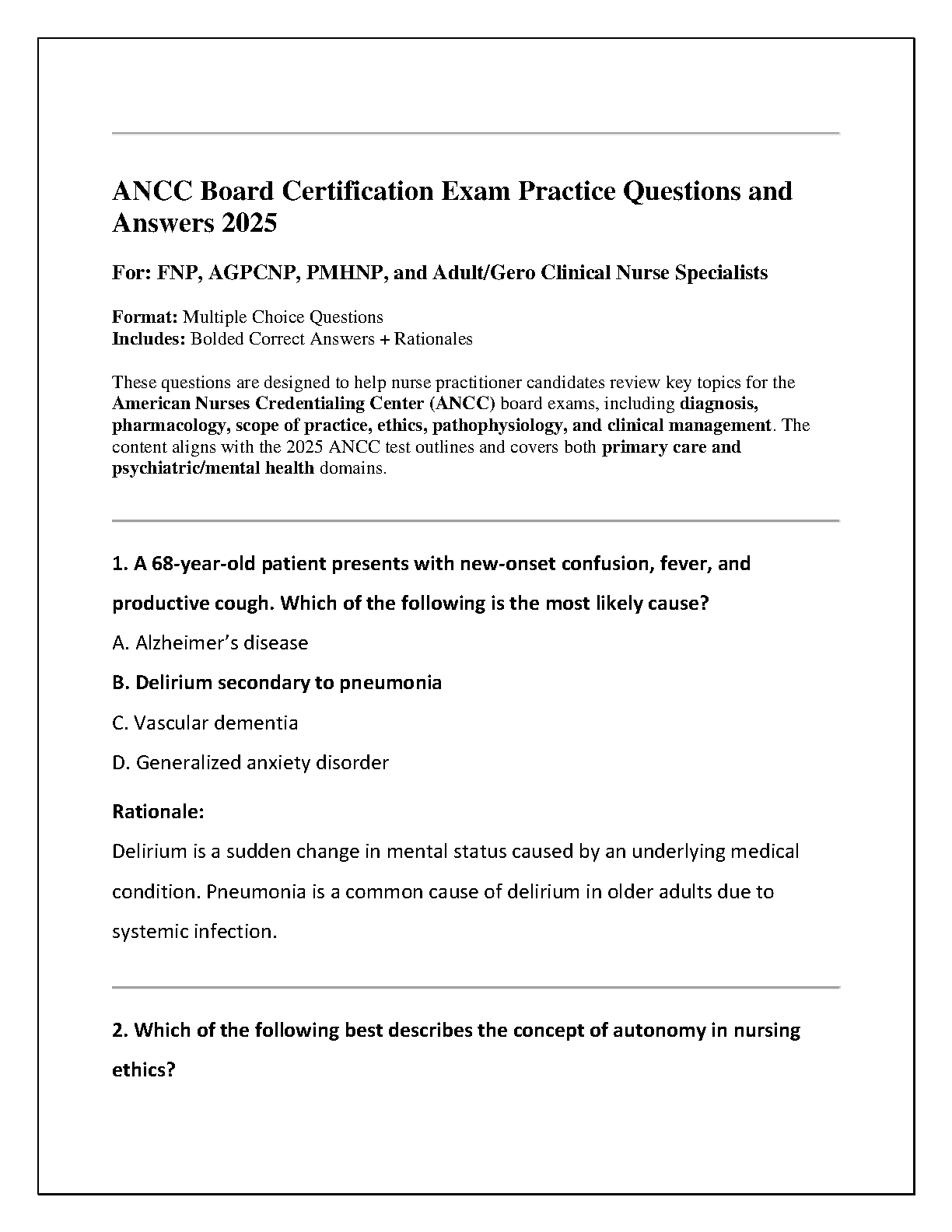 ANCC 2026 Nursing Board Exam Prep Study Guide