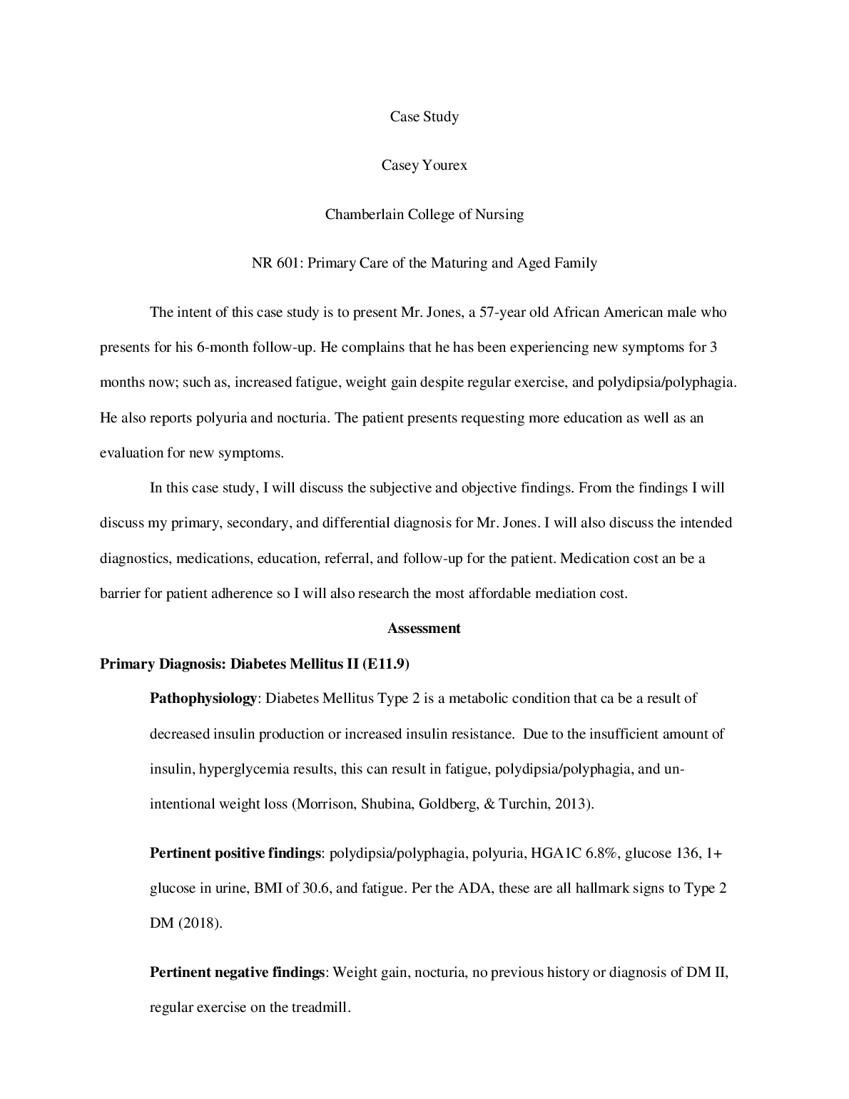 Chamberlain NR 601 Aging Family Case Study Solution Guide
