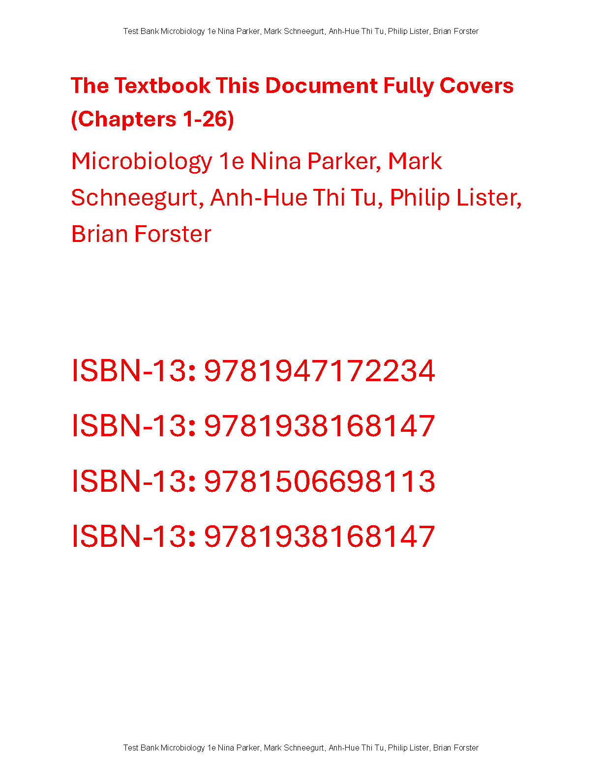 Microbiology Test Bank Chapter 1-26 Questions and Answers
