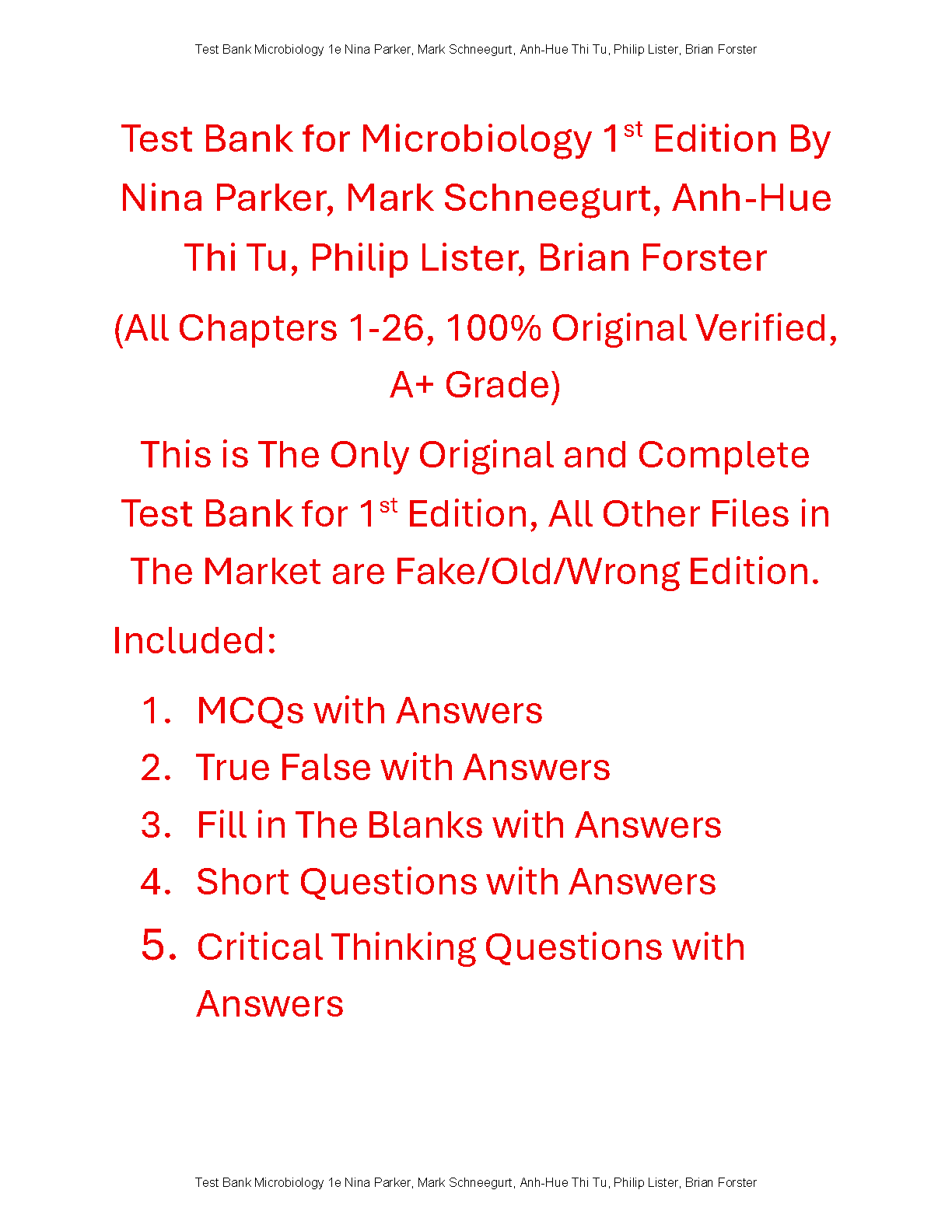 Microbiology Test Bank Chapter 1-26 Questions and Answers