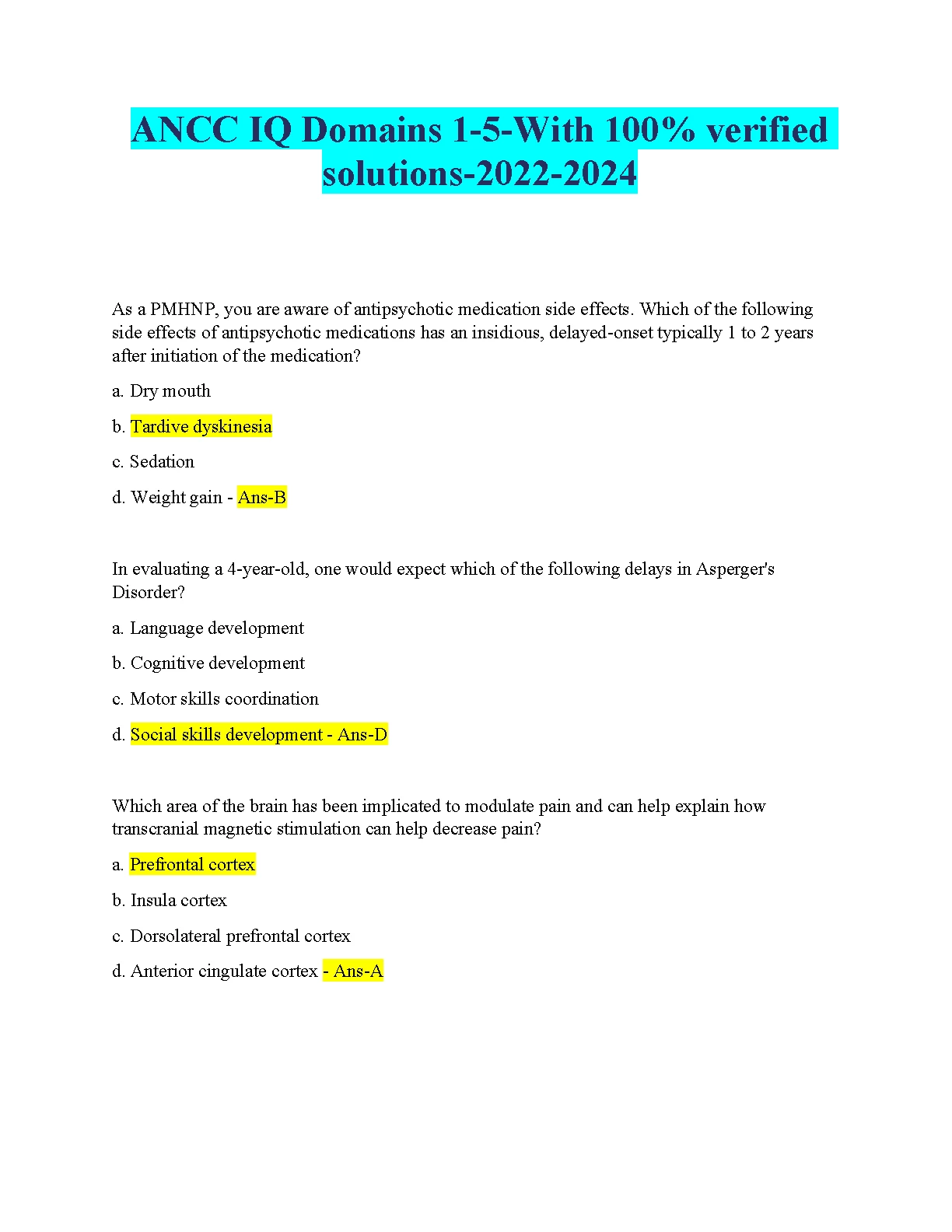 ANCC IQ Domains 1-5 Exam Prep Guide 2026/27