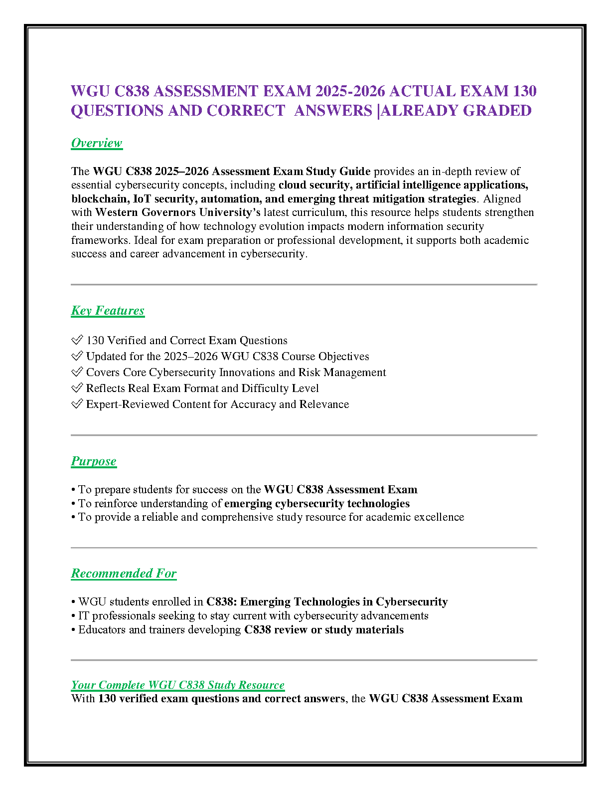 WGU C838 Emerging Tech in Cyber Security Questions