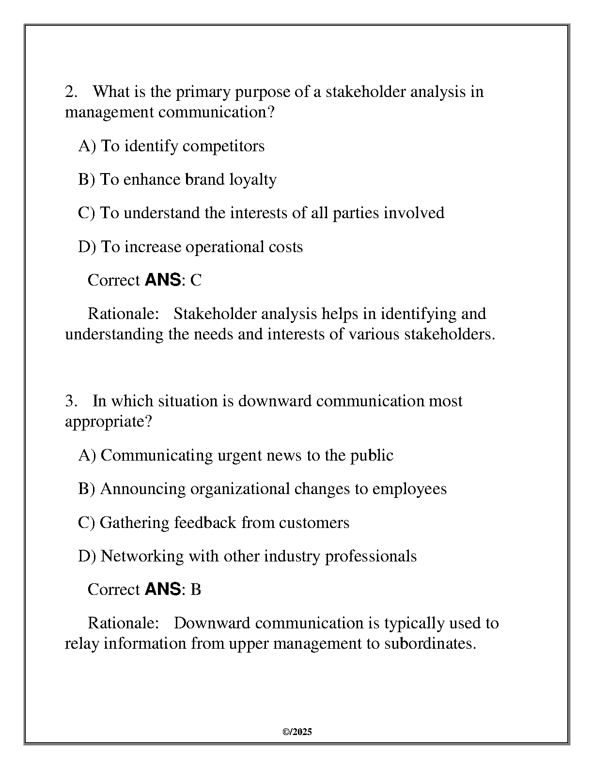 WGU C204 MGMT 5010 Management Communication Exam Prep