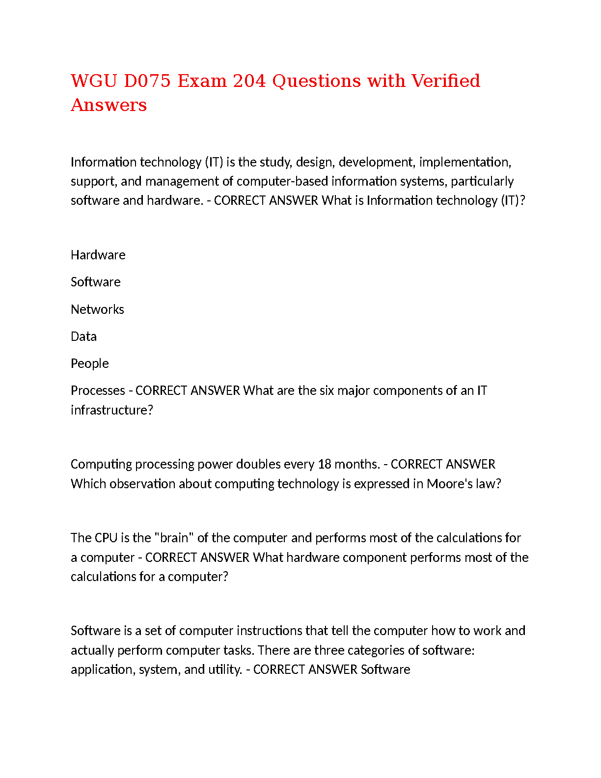 WGU D075 IT Management Essentials Test Bank 2025/26