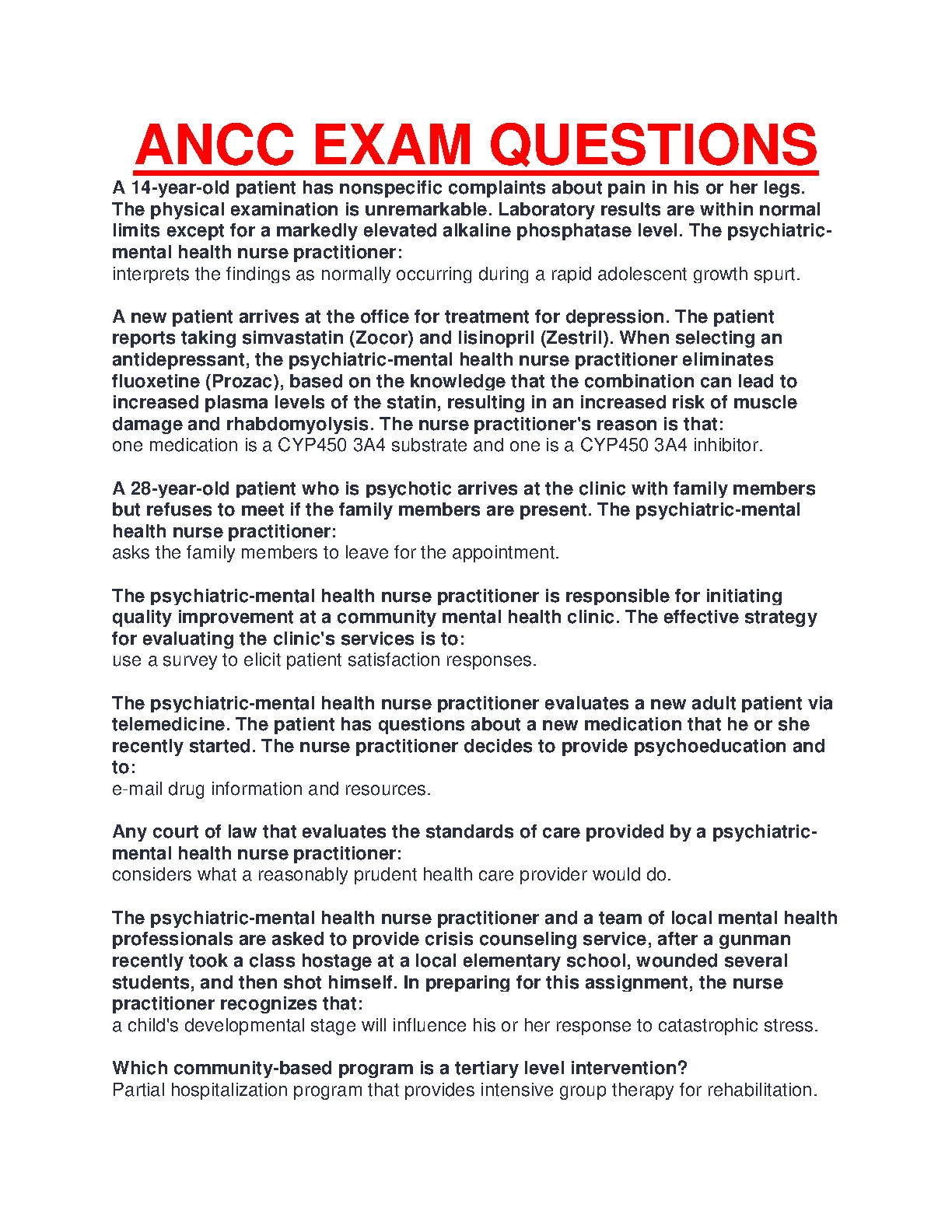 ANCC PMHNP Exam Prep Solutions 2026/2027 Guide
