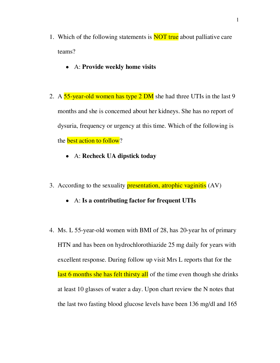 NR 601 Aging Family Practicum Week 8 Final Exam 2023/24