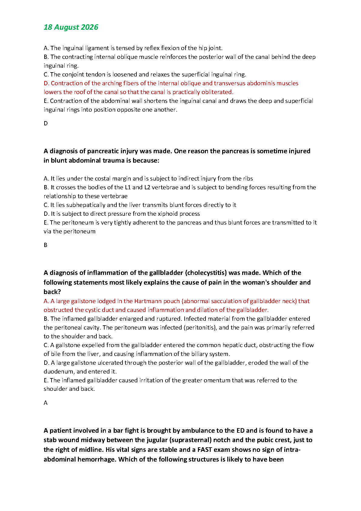 Gross Anatomy Test Bank 2026/2027 Verified Answers