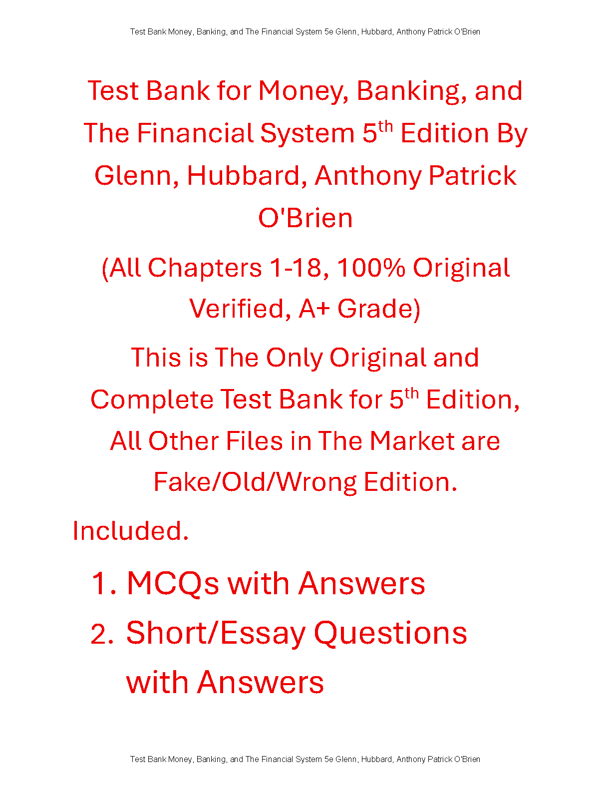 Money Banking Financial System 5e Hubbard Test Bank Answers IMG-1