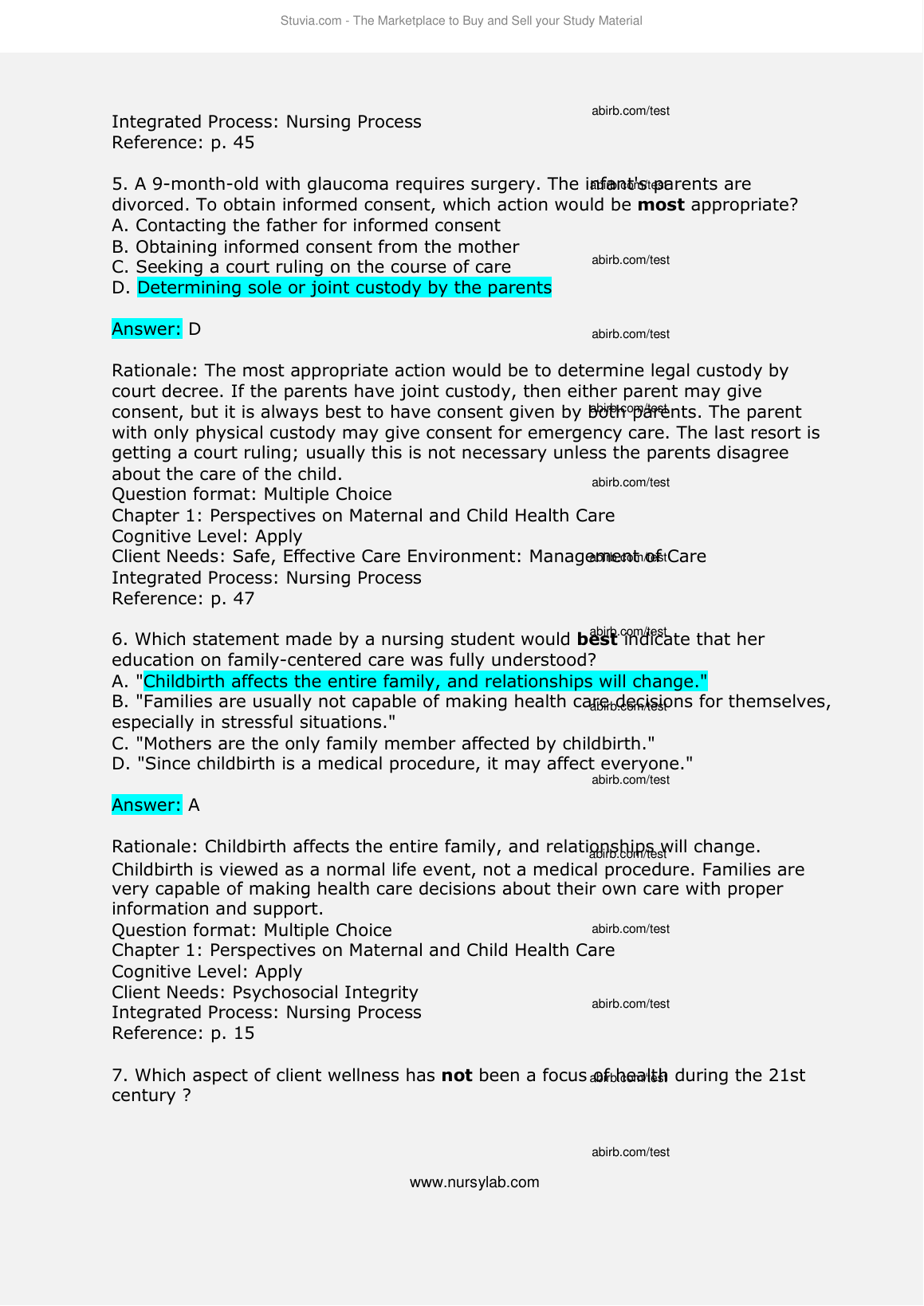 Maternity & Pediatrics Nursing Test Bank 2026/27 IMG-1