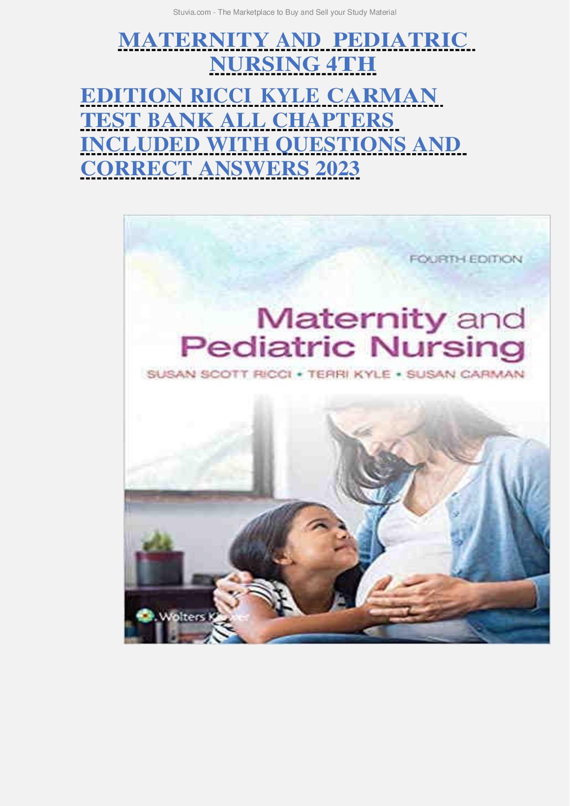 Maternity & Pediatrics Nursing Test Bank 2026/27