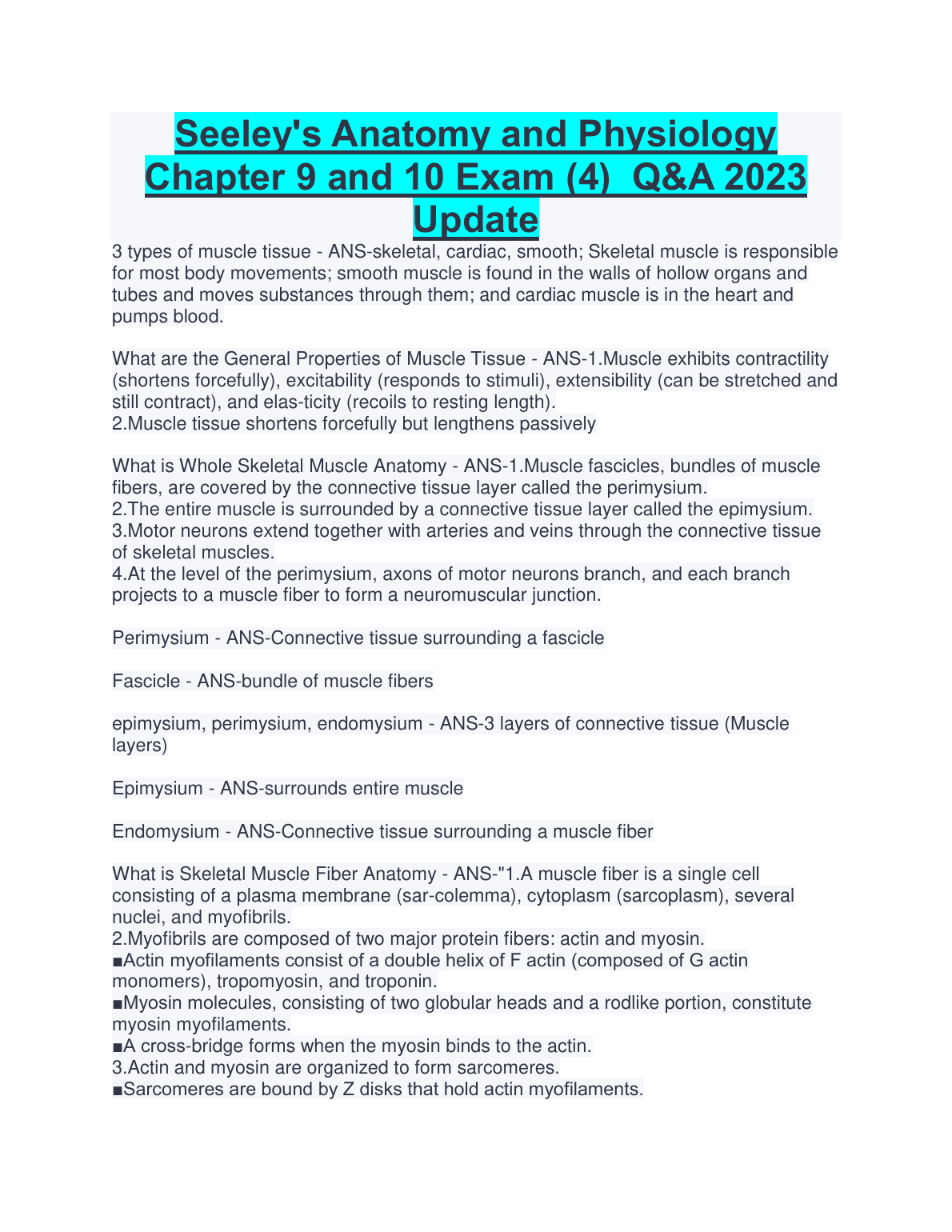 A&P Ch 9-10 Q&A: Seeley's 10th Ed Muscle Revision 2026/27 IMG-1