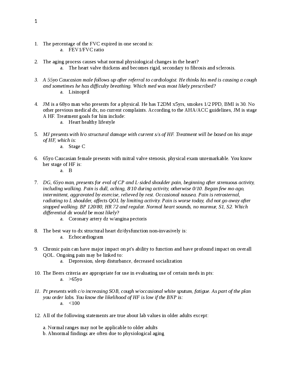 NR 601 Midterm Exam Q&A Chamberlain 2023 Nursing Cardiovascular