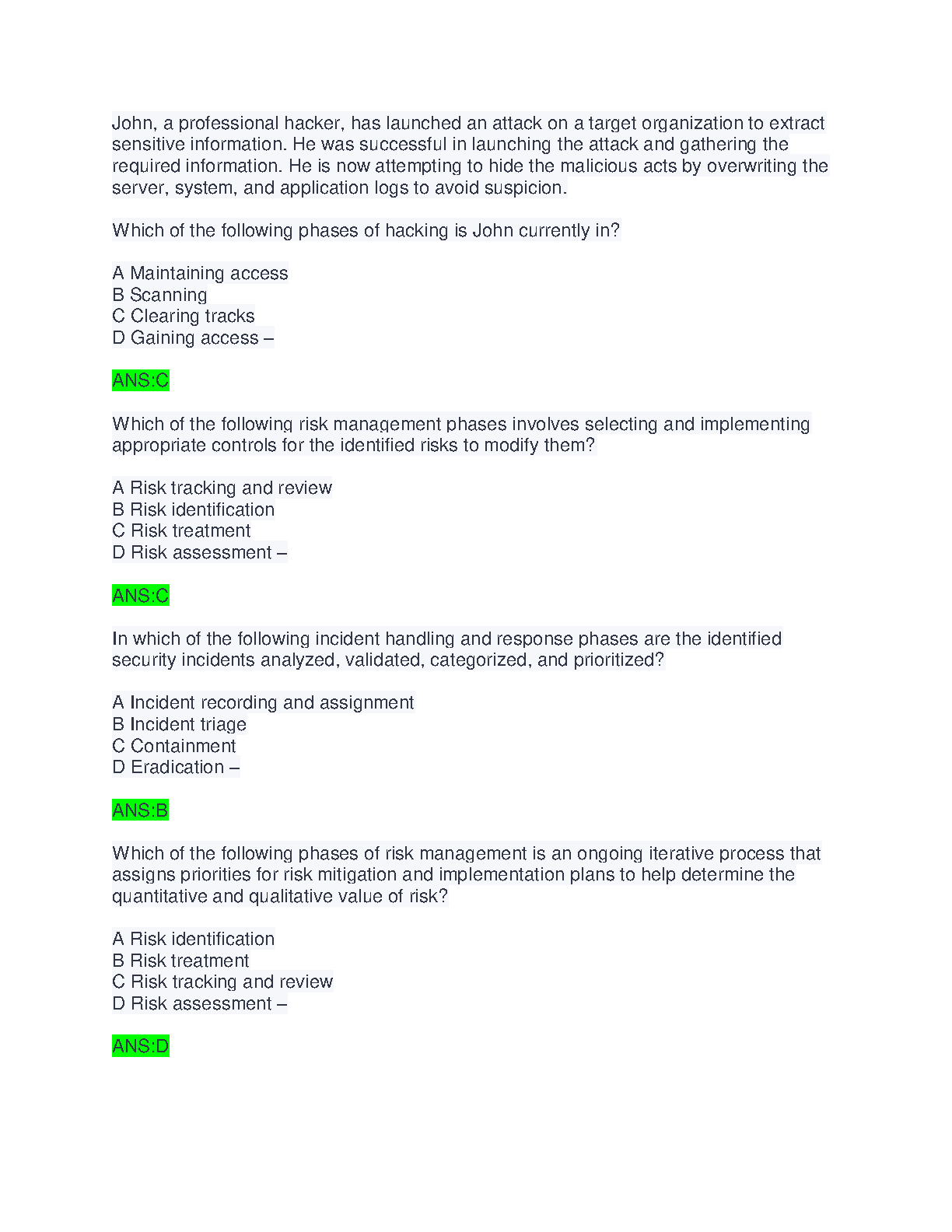 WGU C701 Ethical Hacking Practice Exam 124 Qs