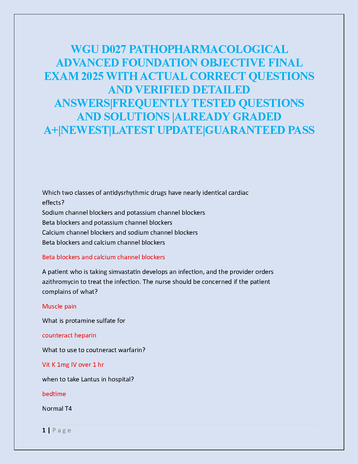 WGU D027 Pathopharm Test Bank 2025 Verified Q&A Study Guide IMG-1