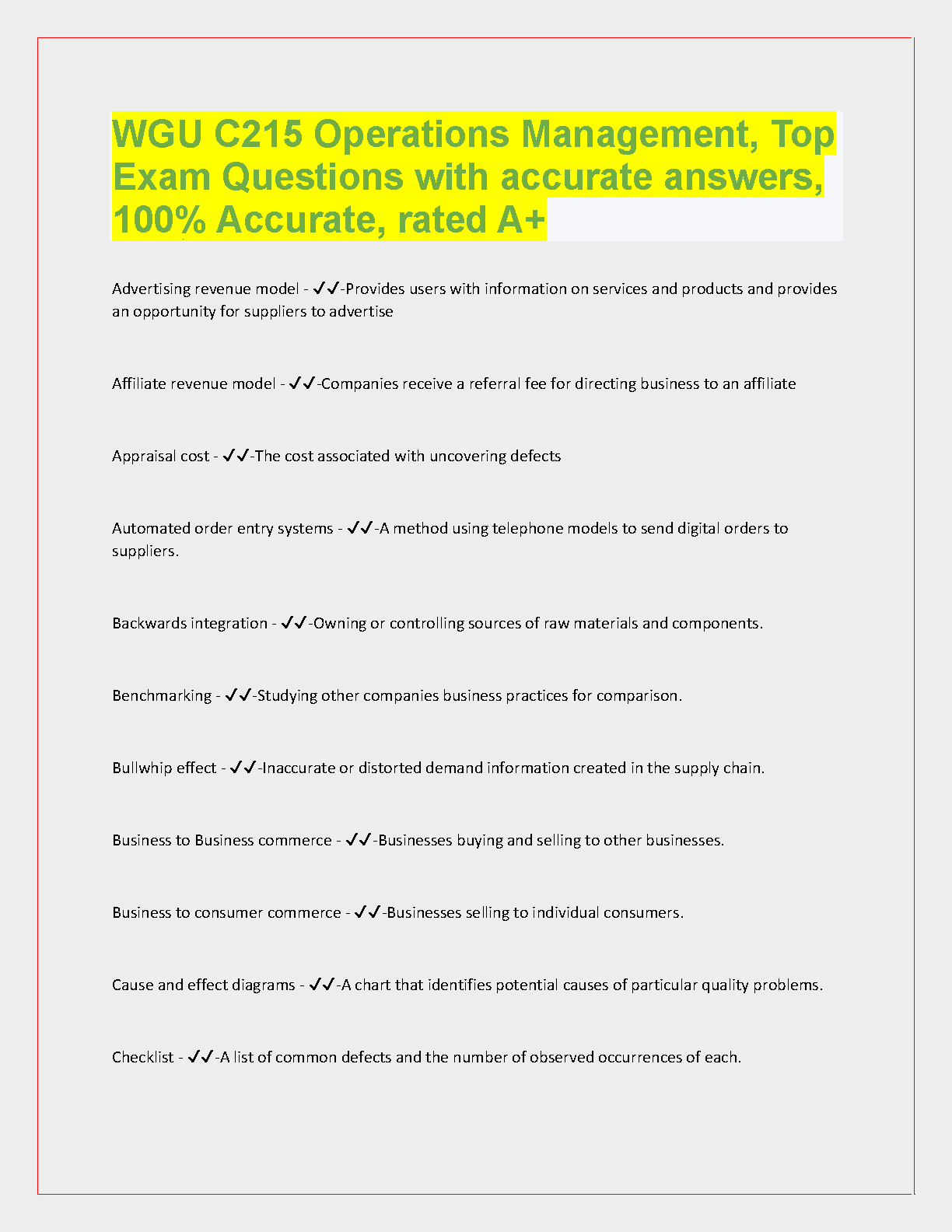 WGU C215 Operations Mgmt Exam Qs & Answers 2024-25 IMG-1