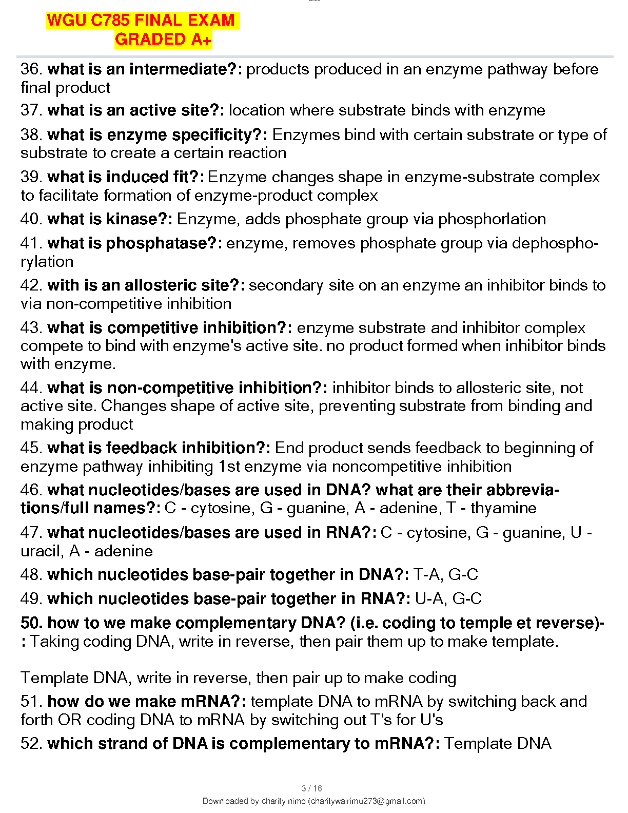 WGU C785 Amino Acids & Protein Structure Exam Prep IMG-3