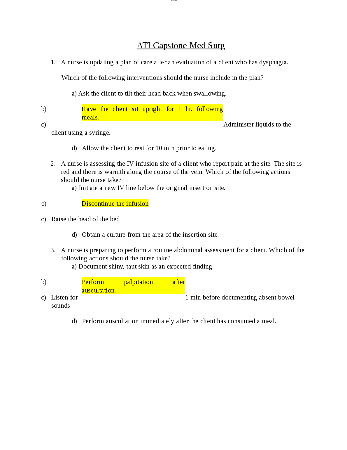 ATI Capstone Med-Surg Answers 2026/27 Nursing Exam Prep