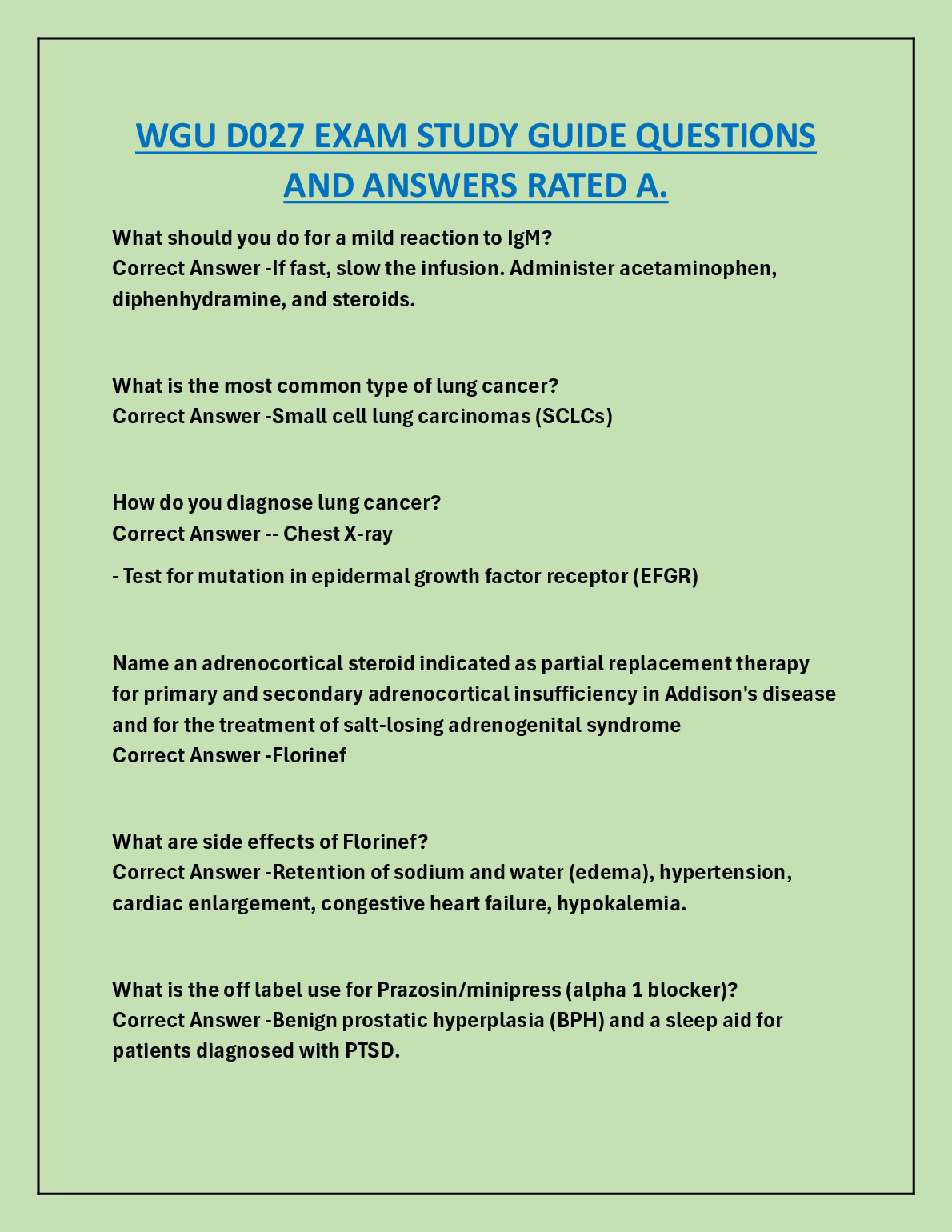 WGU D027 Exam Study Guide 2024-2025 Q&A for Pass