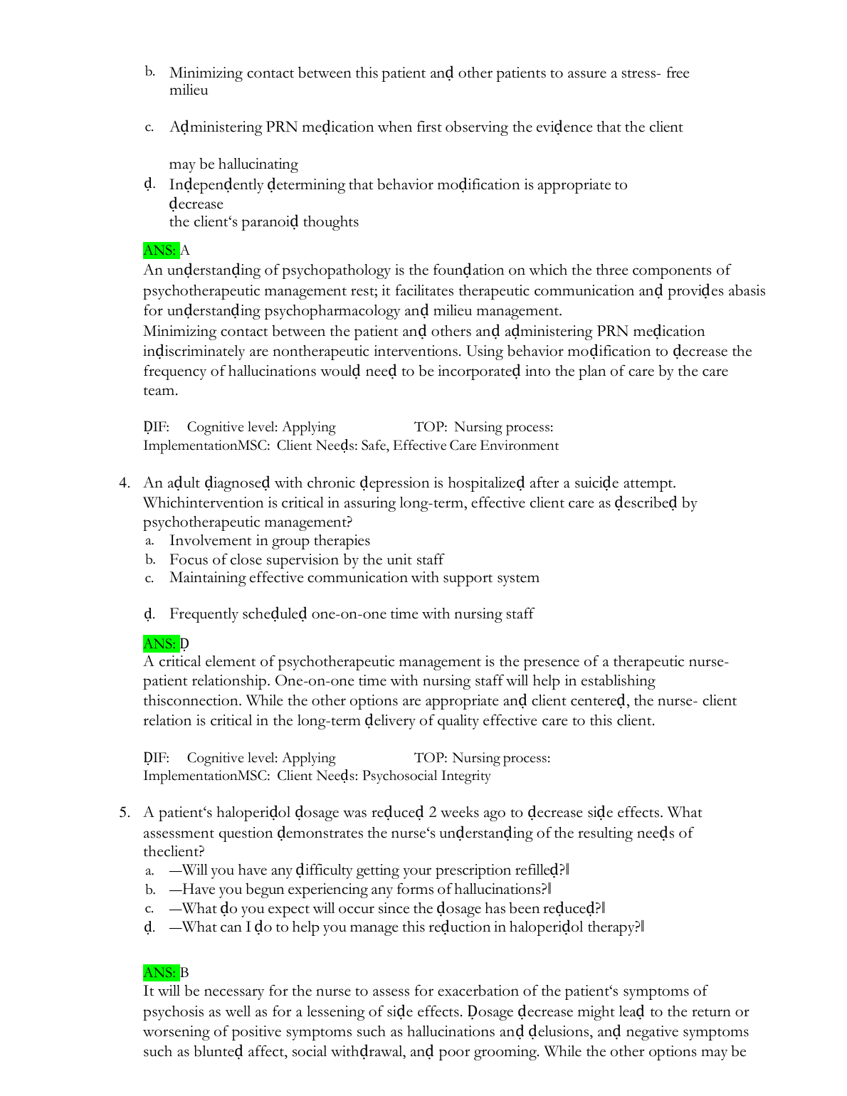 Keltner’s Psychiatric Nursing, 9th Edition TEST BANK