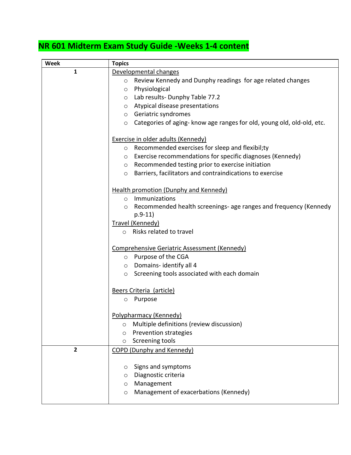 NR 601 Midterm Study Guide Geriatrics 2023 IMG-1