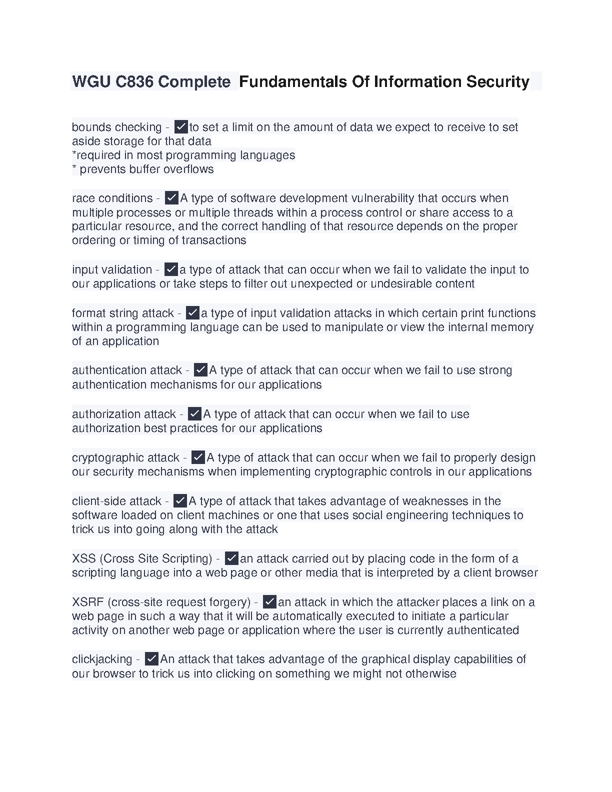 WGU C836 InfoSec Study Guide 2024/25: Ace Exams First Try
