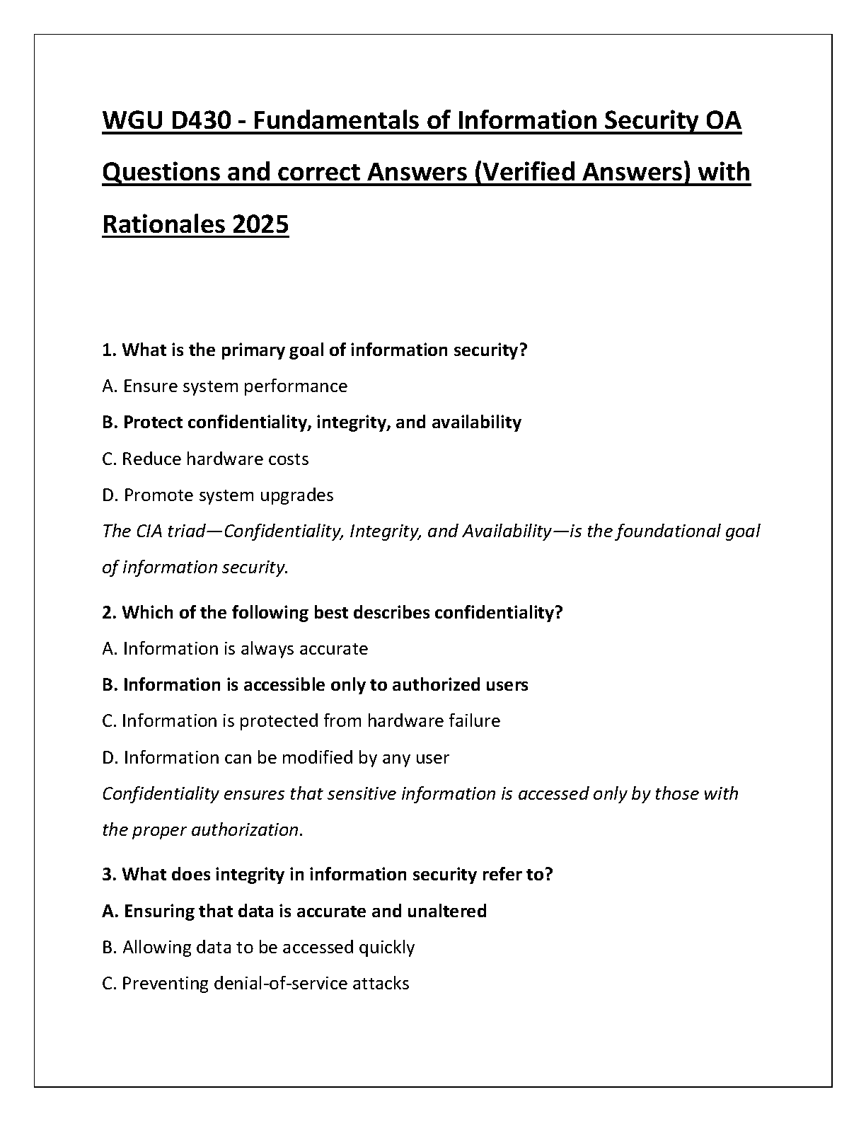 WGU D430 Info Sec OA Answers & Rationales 2025 IMG-1