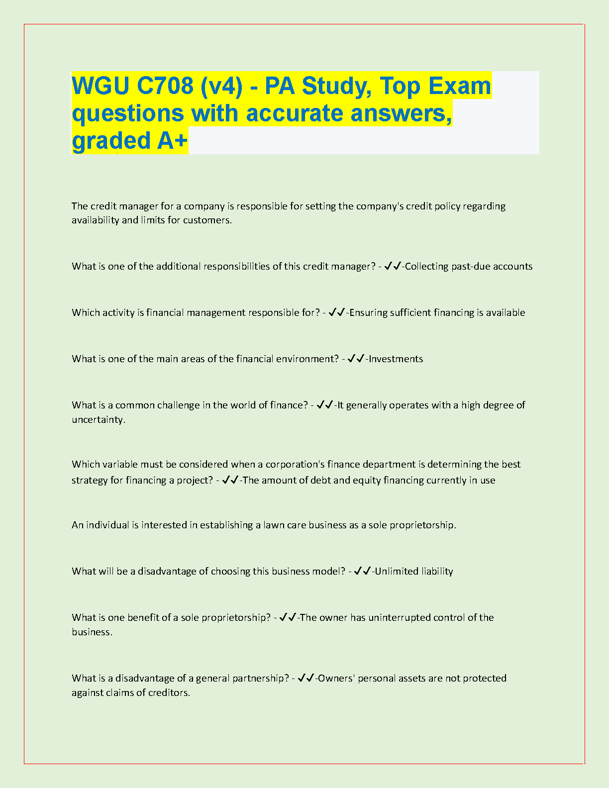 WGU C708 PA Study Guide 2025 | Top Qs & Answers IMG-1