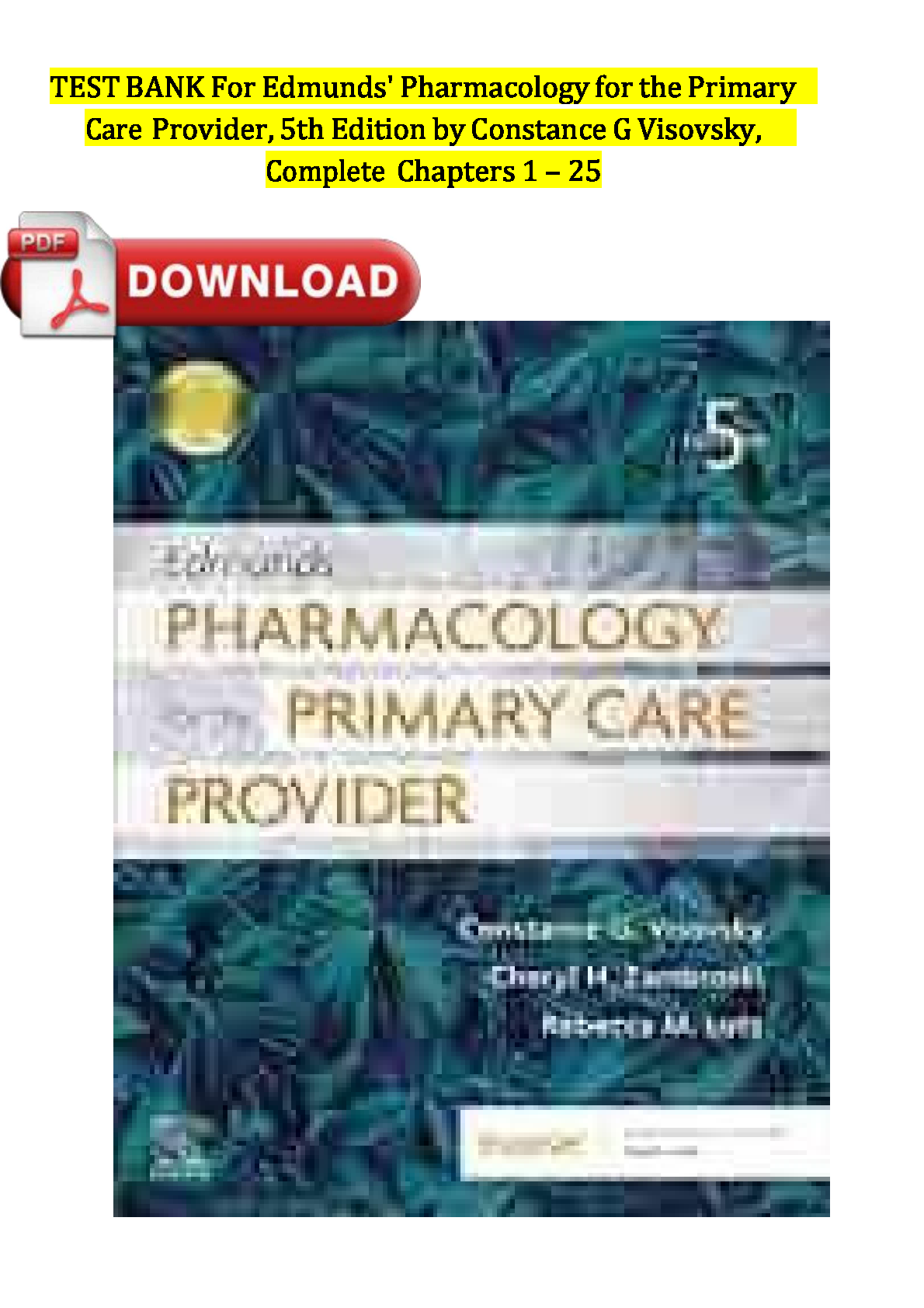 Edmunds' Pharmacology 5th Edition TEST BANK IMG-1