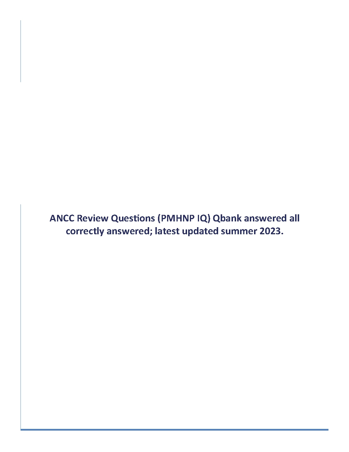 PMHNP ANCC Exam Questions 2026/27 Study Guide Qbank