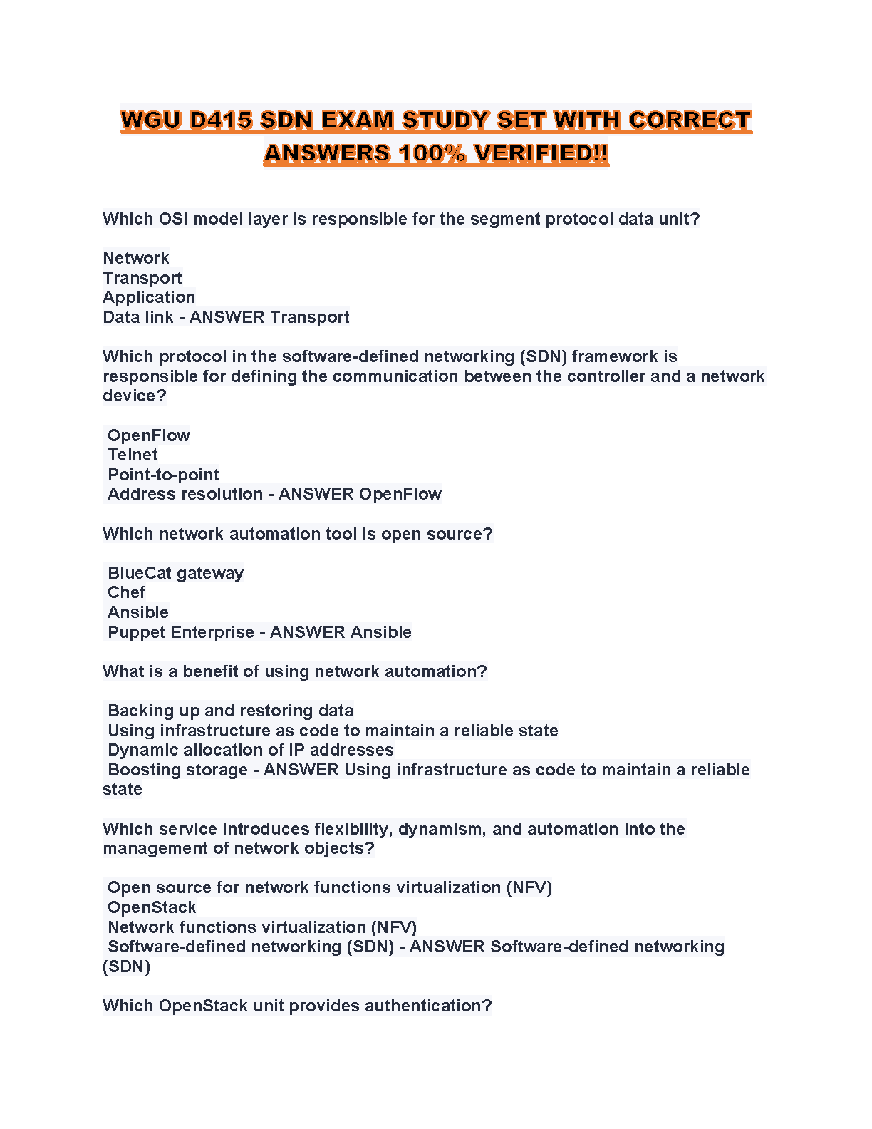 WGU D415 SDN Test Bank 2025 Verified Questions & Answers IMG-1