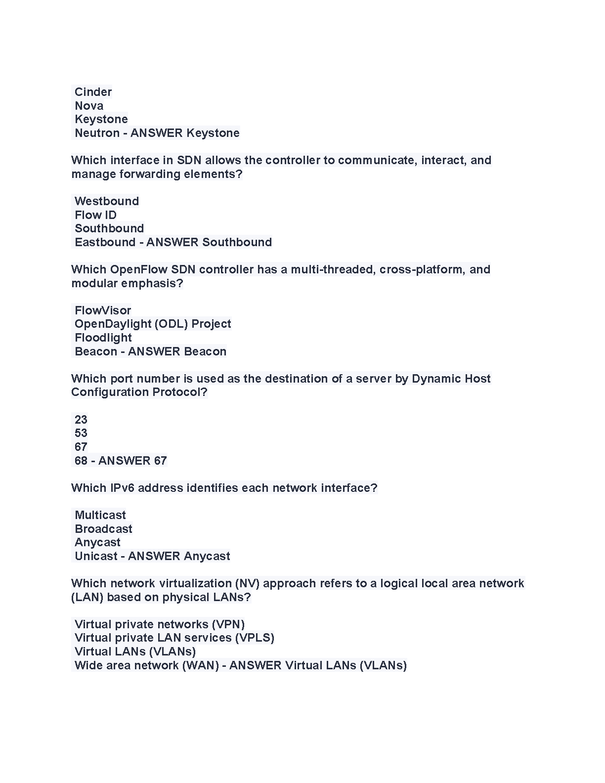 WGU D415 SDN Test Bank 2025 Verified Questions & Answers