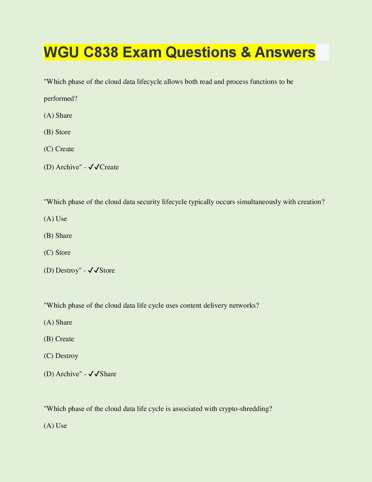 WGU C838 IT Security Exam Questions & Verified Answers