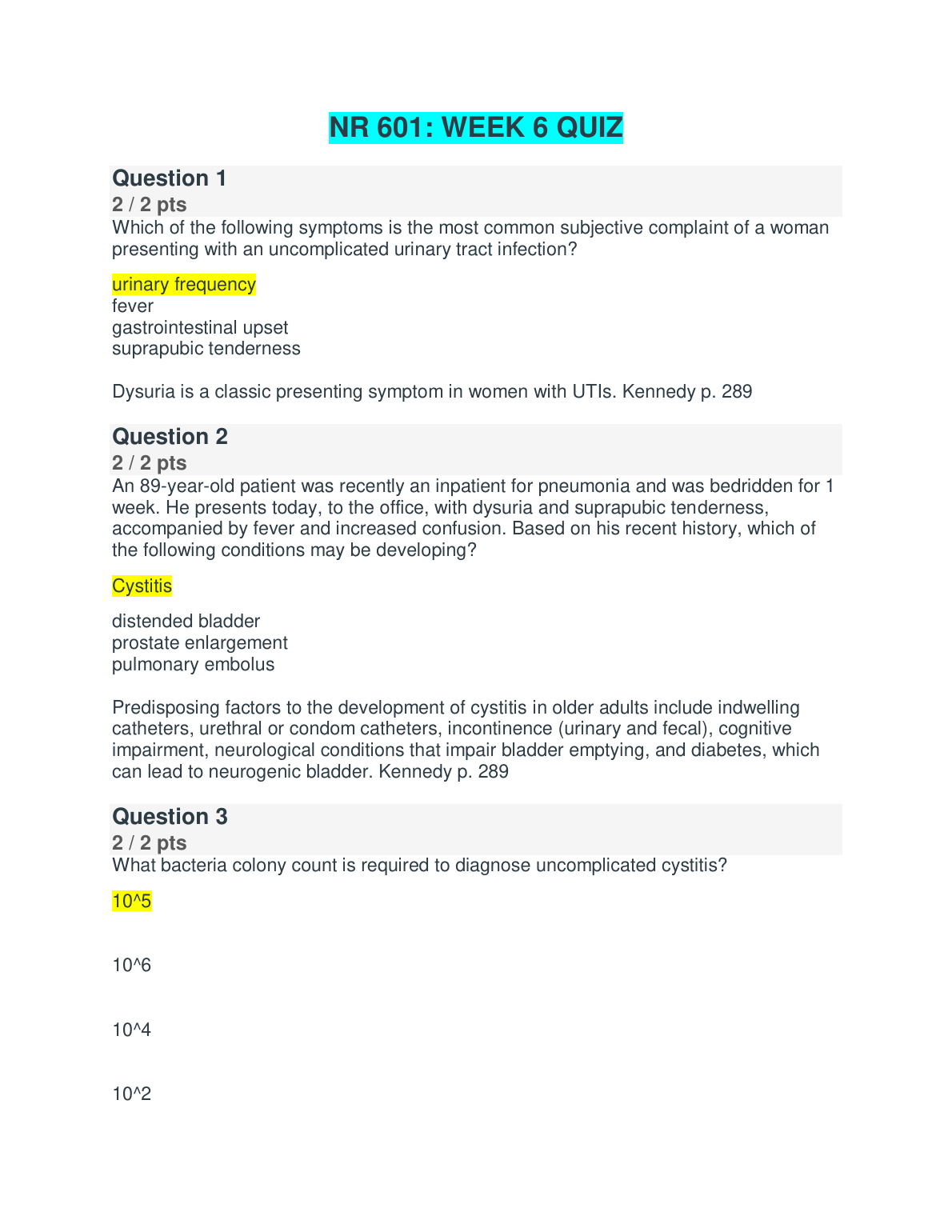 NR 601 Week 6 Quiz with Verified Answers for Nursing Students IMG-1