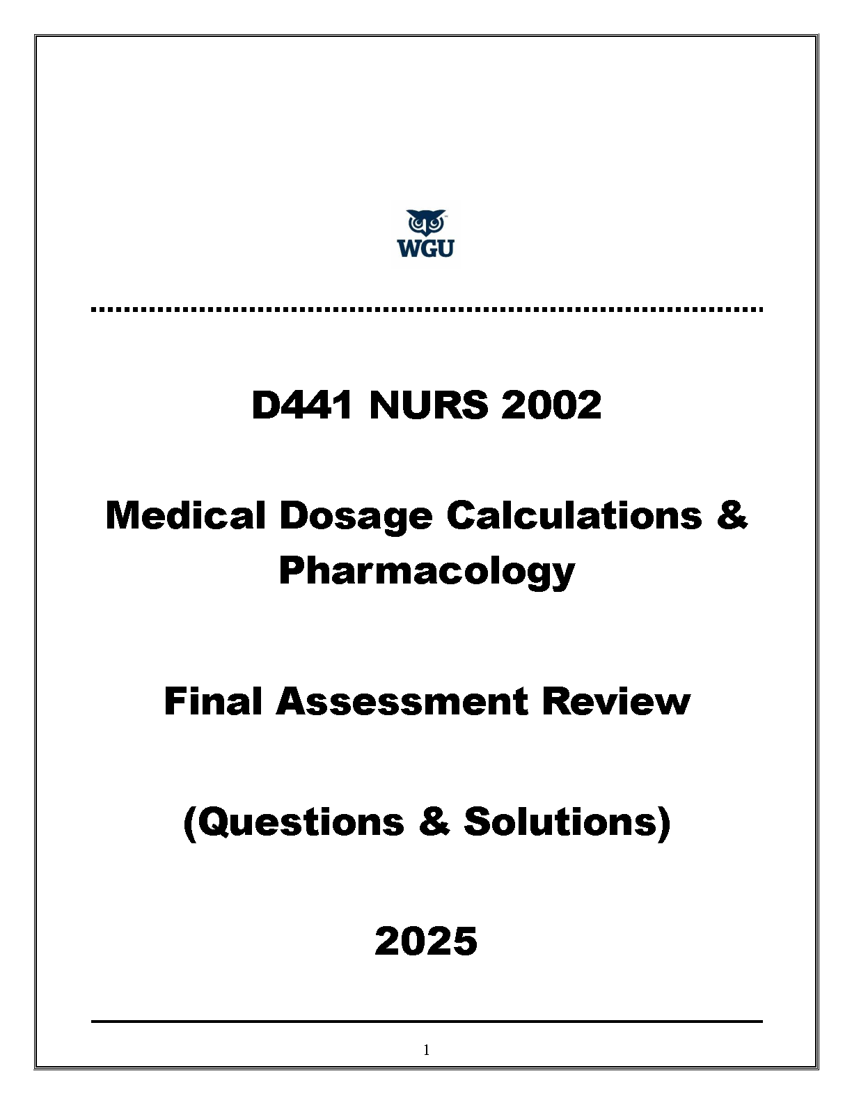 WGU NURS 2002 Med Math & Pharm Exam Prep IMG-1