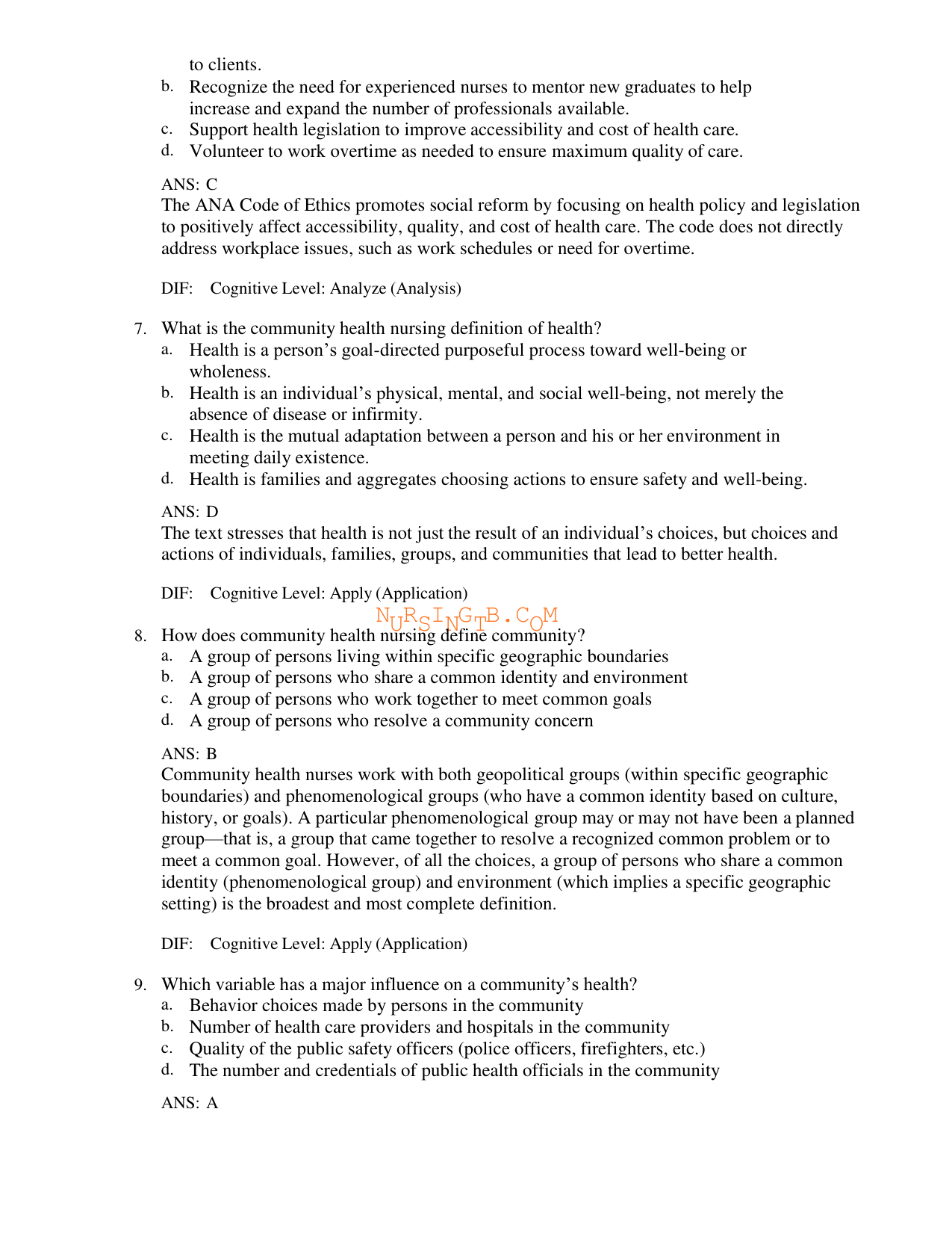 Community and Public Health Nursing 7th Edition TEST BANK IMG-3