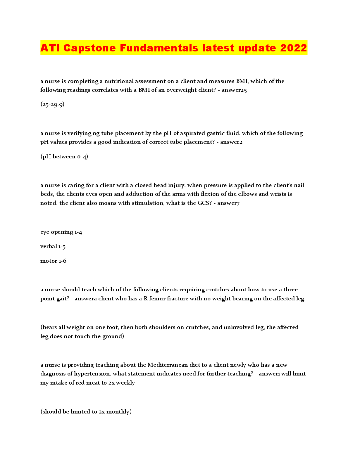 ATI Capstone Fundamentals Exam Prep 2026/27