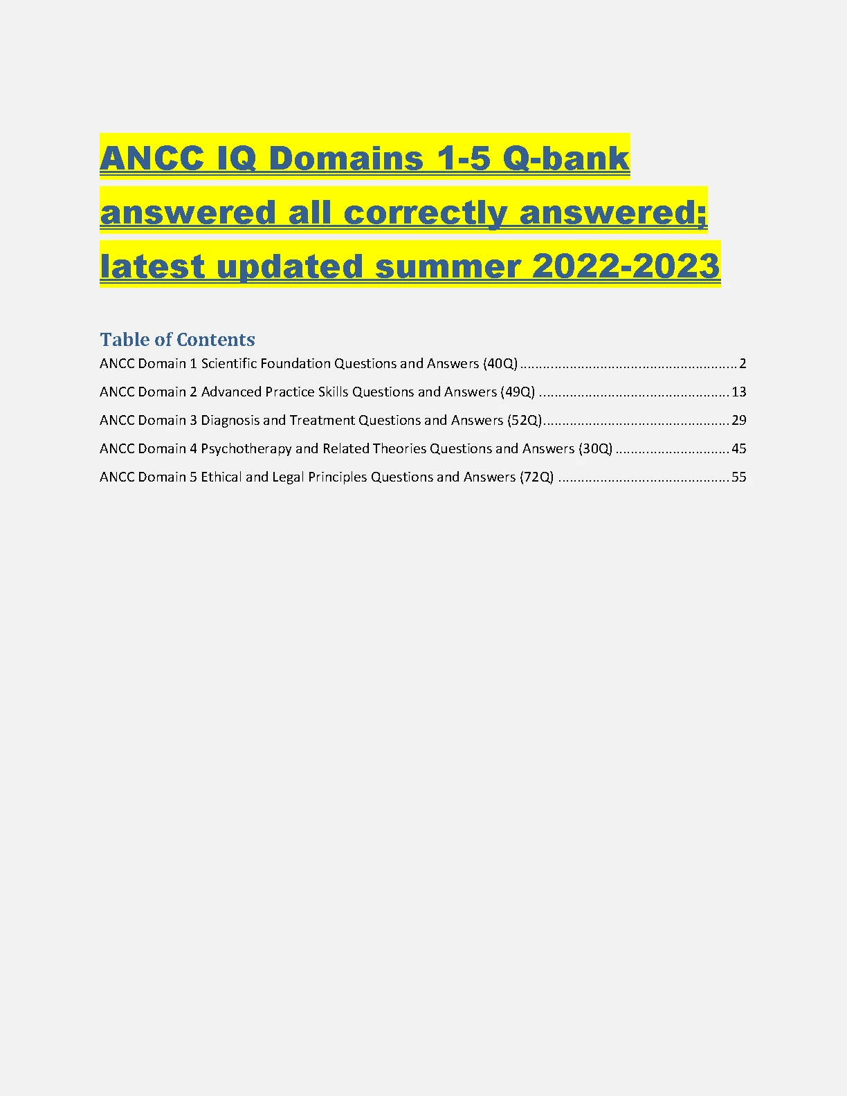 ANCC IQ Domains 1-5 Question Bank for PMHNP Exams IMG-1