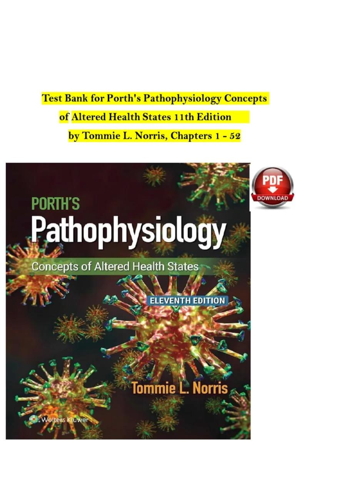 Porth's Pathophysiology Test Bank 11e 2026/27