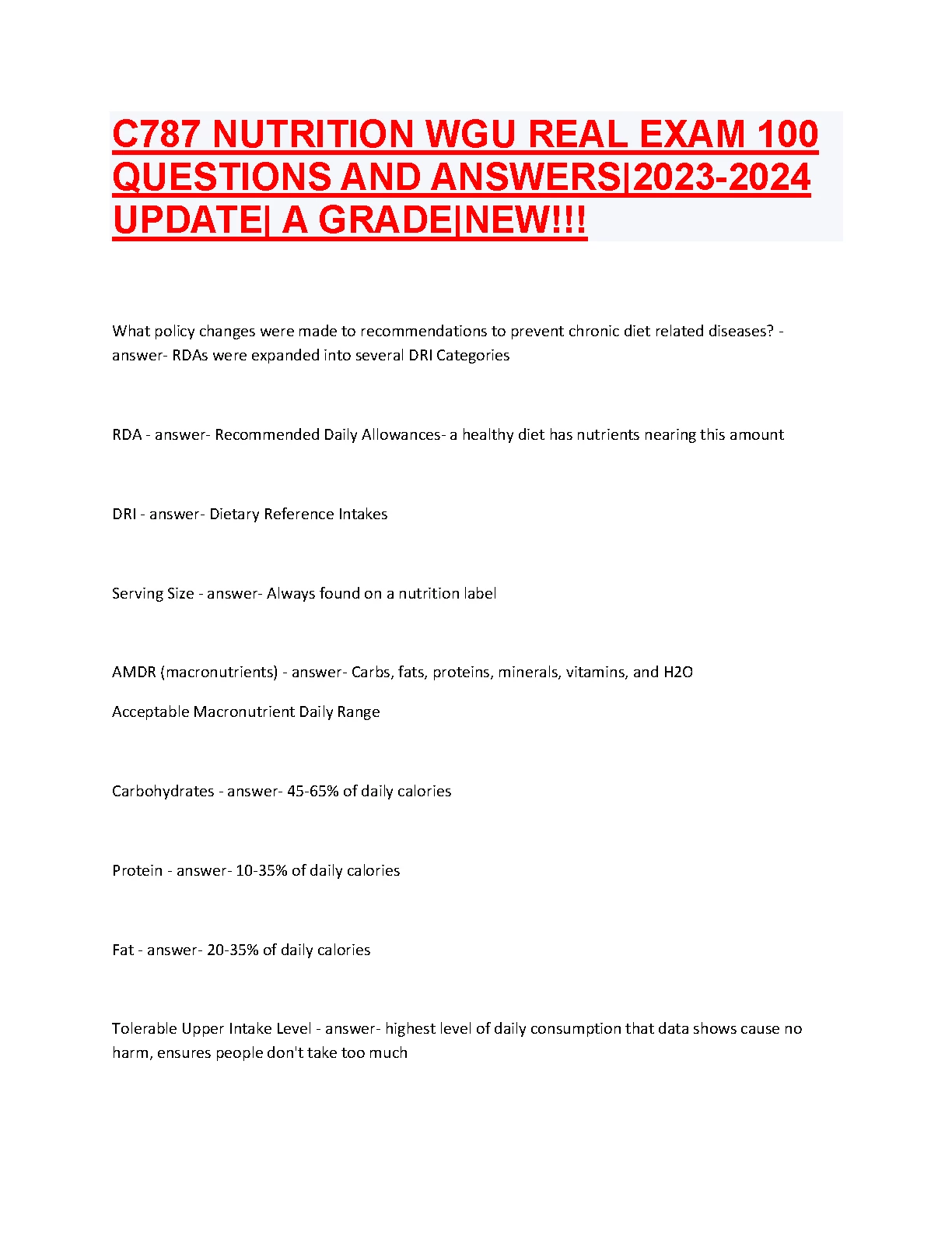 C787 WGU Nutrition Exam Questions and Answers Guide IMG-1
