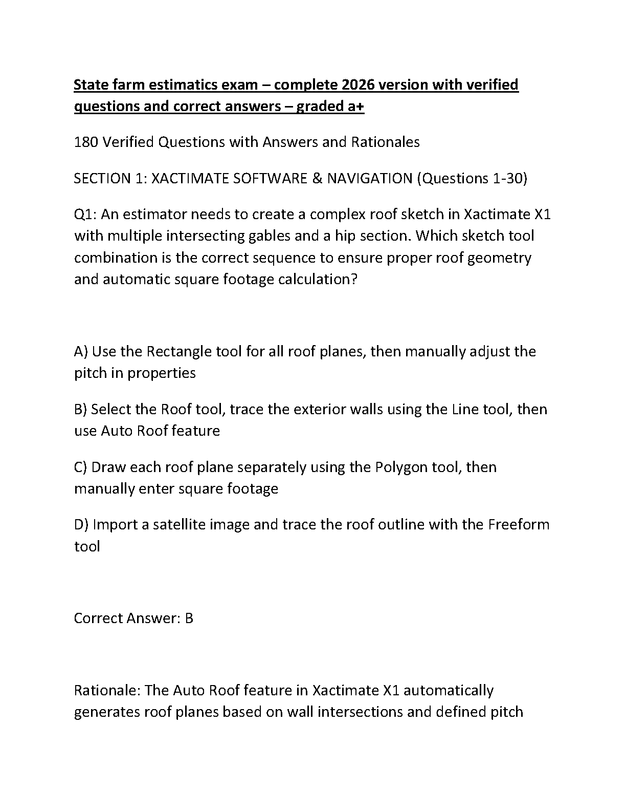 State Farm Estimating Exam Questions and Answers 2026 IMG-1