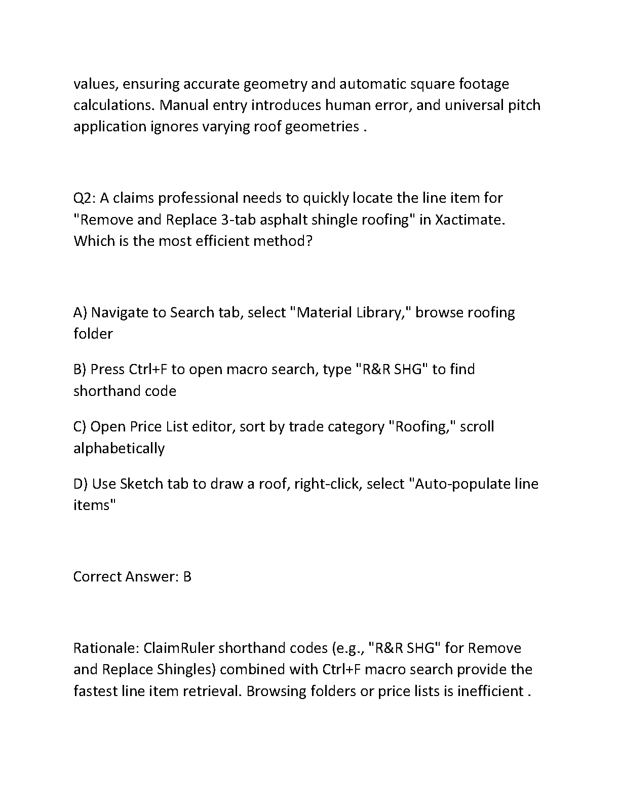 State Farm Estimating Exam Questions and Answers 2026