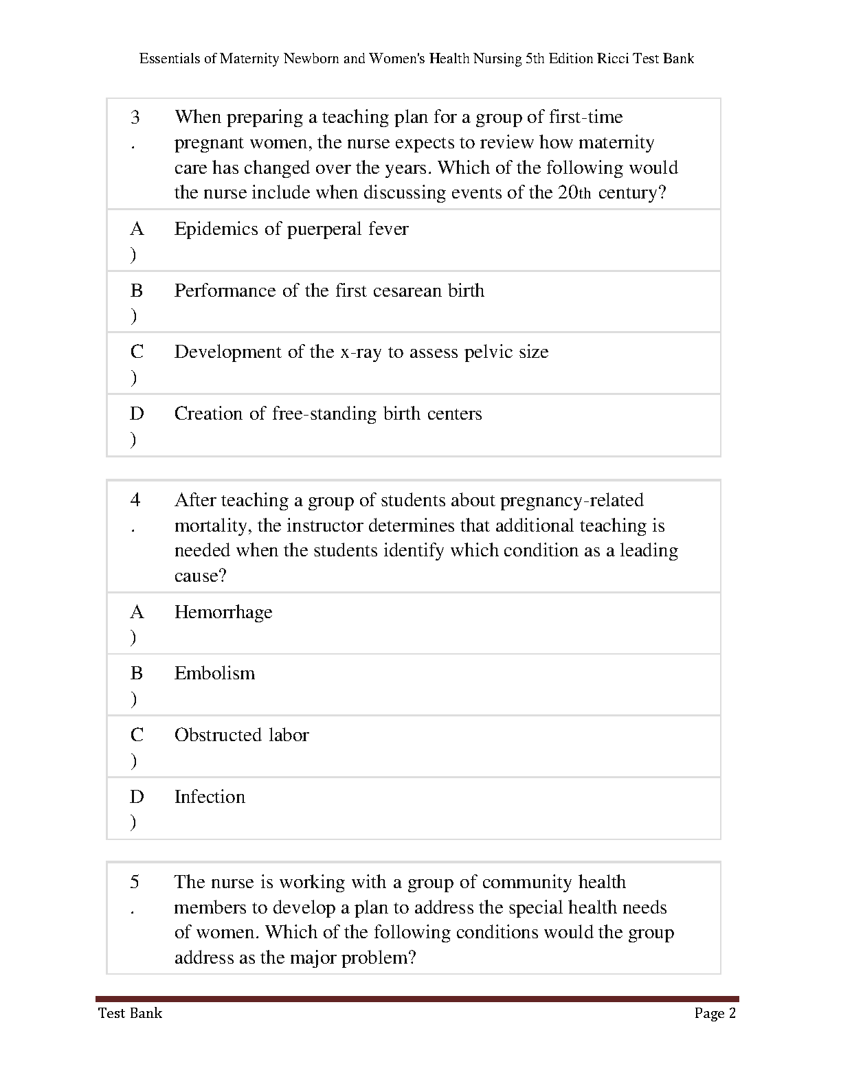Maternity & Newborn Nursing Test Bank 2026/27