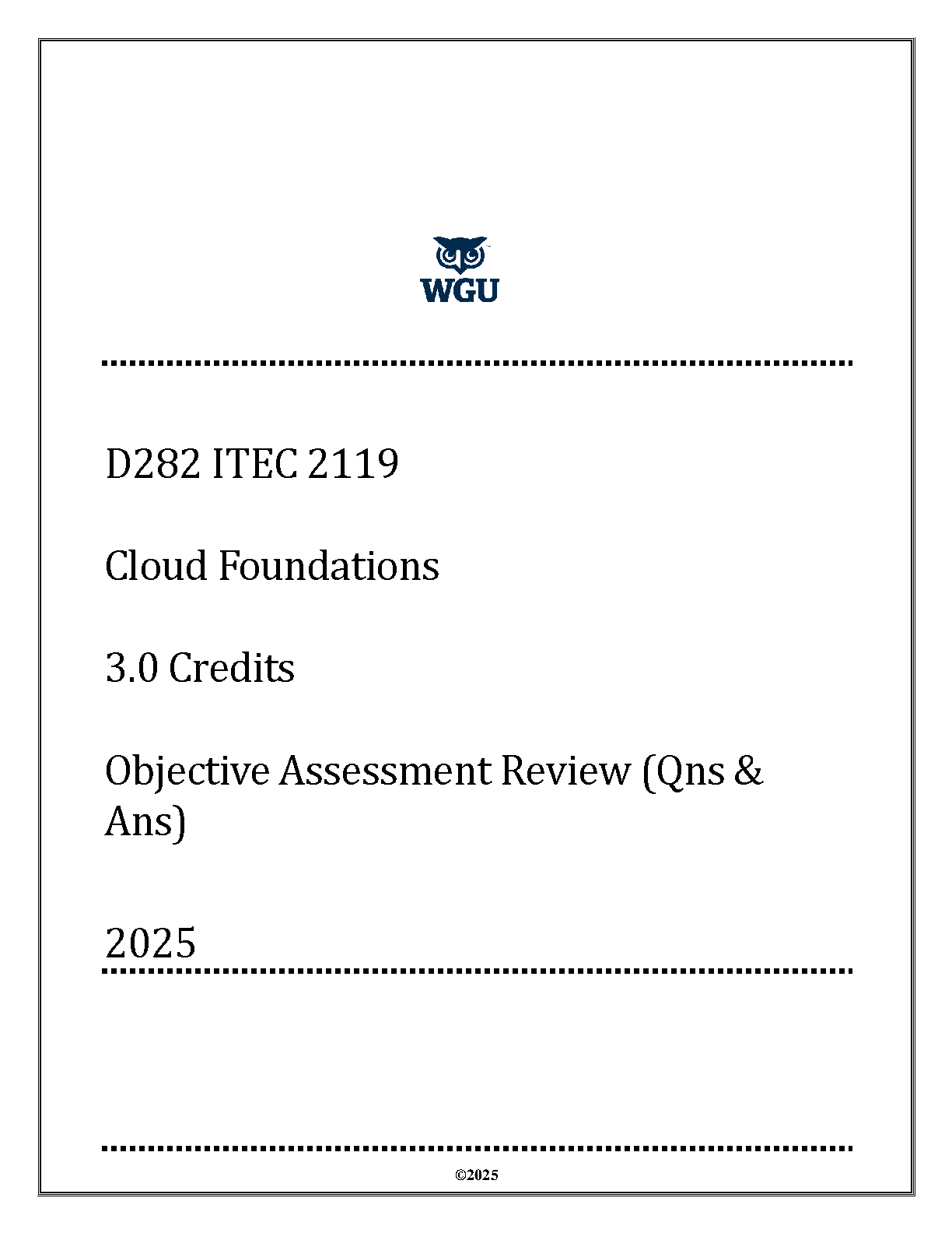 WGU ITEC 2119 Cloud Foundations Exam Prep
