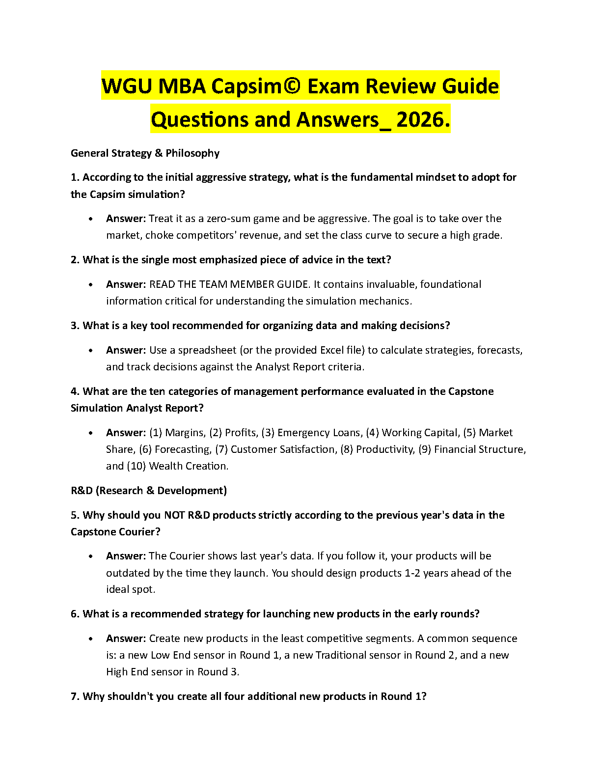 WGU MBA Capsim Test Bank 2025 2026 Pass Guide