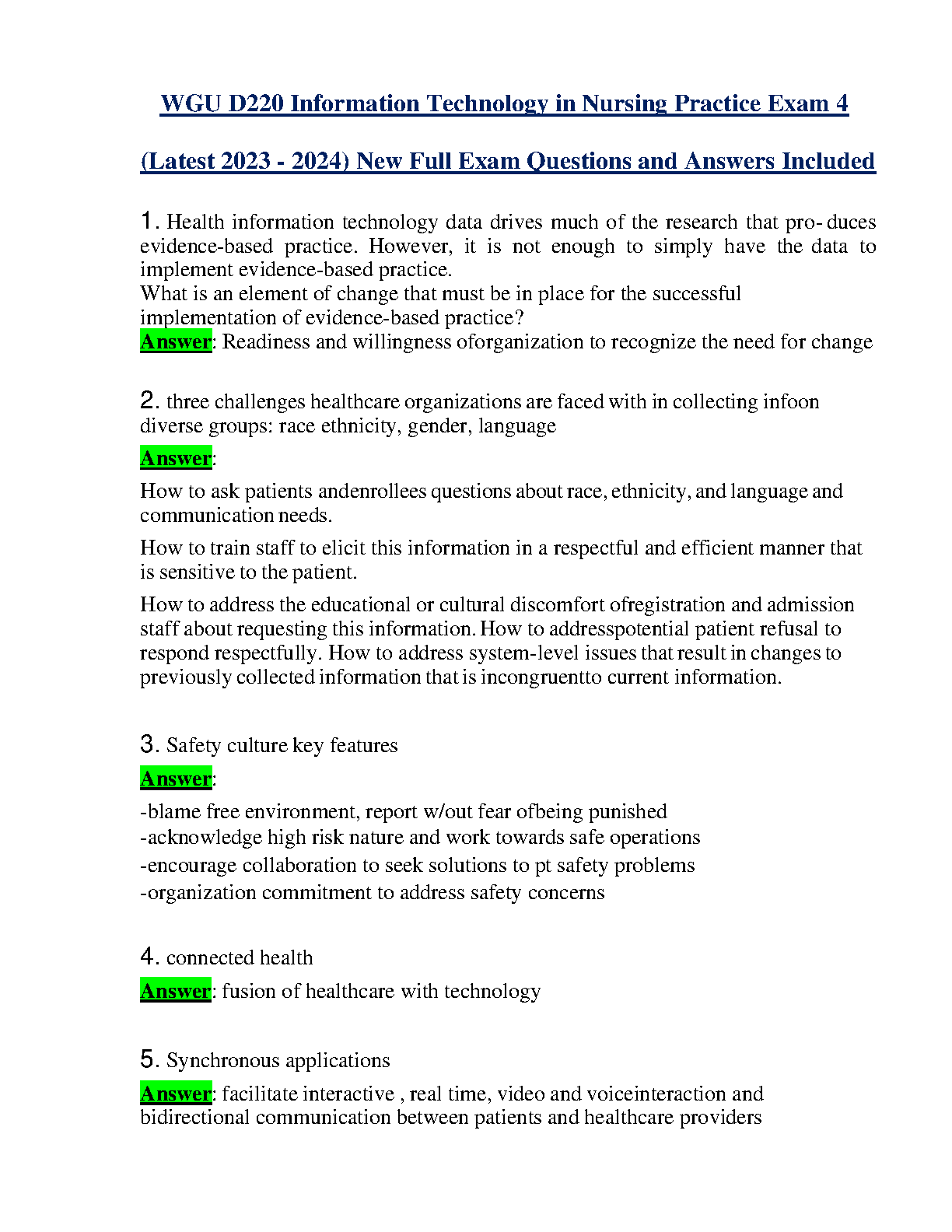 WGU D220 IT in Nursing Practice Exam 4 Q&A Study Guide IMG-1